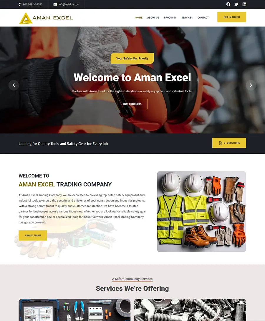 Website developed for Aman Excel