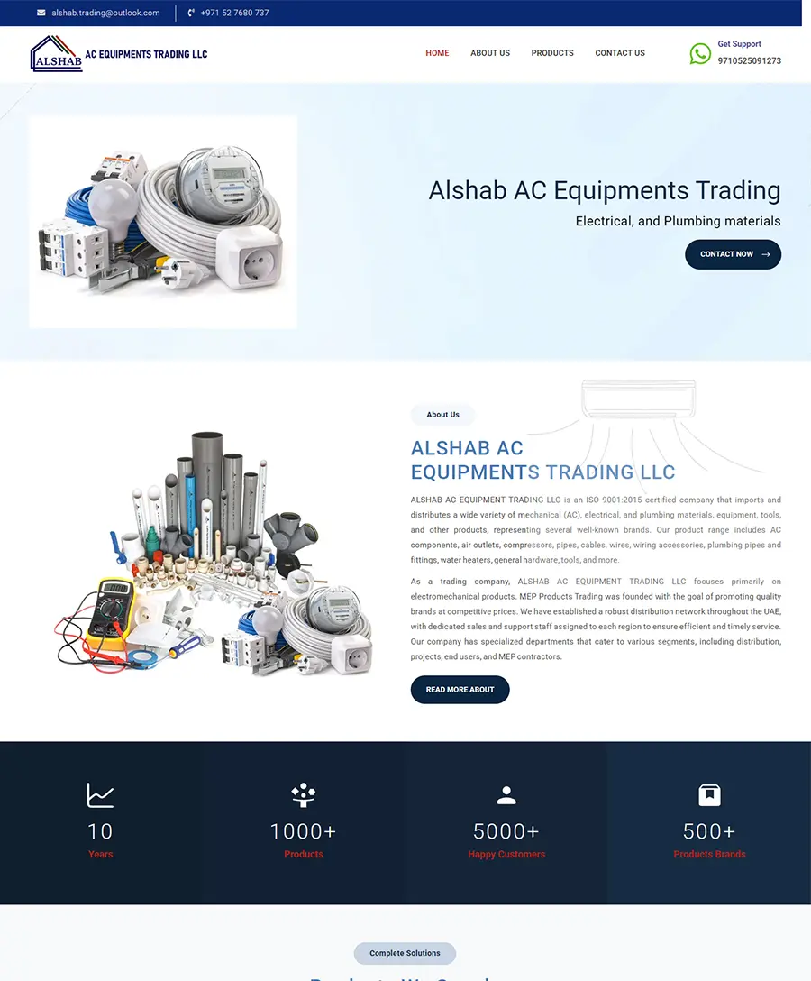 Website developed for Alshab AC Equipments Trading LLC