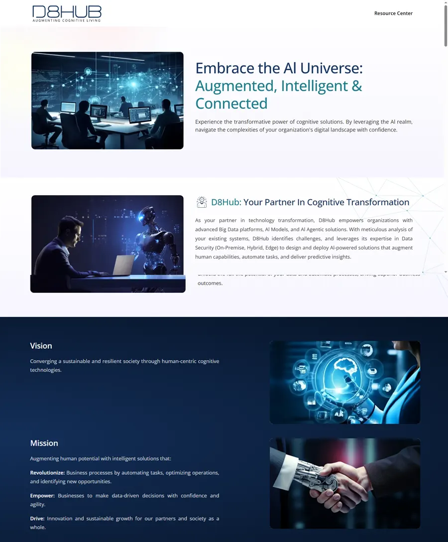 Website developed for D8Hub Technologies