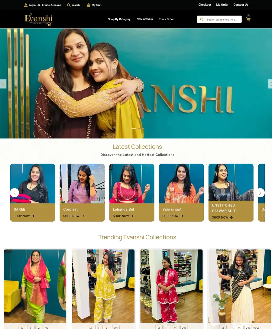 Website developed for Evanshi Designs Bridalwear