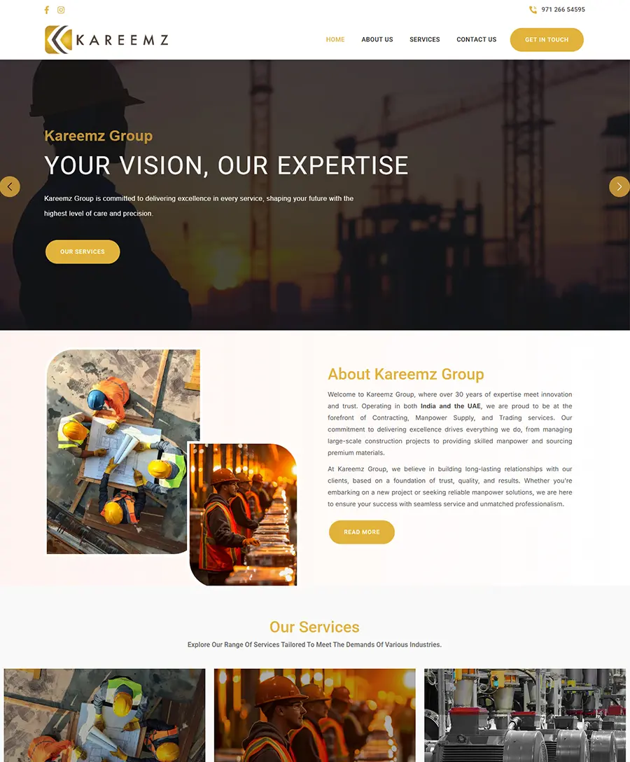 Website developed for Kareemz Group