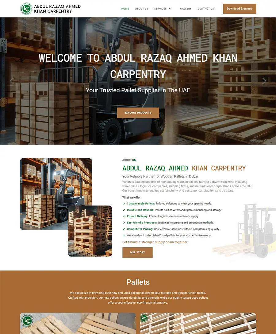 Website developed for Abdul Razaq Ahmed Khan Carpentry