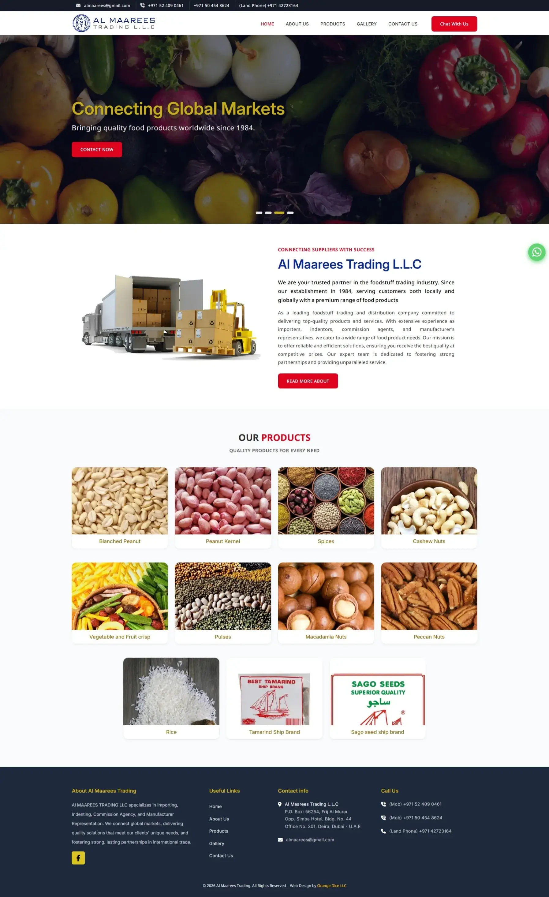 Website developed for Al Maarees Trading L.L.C