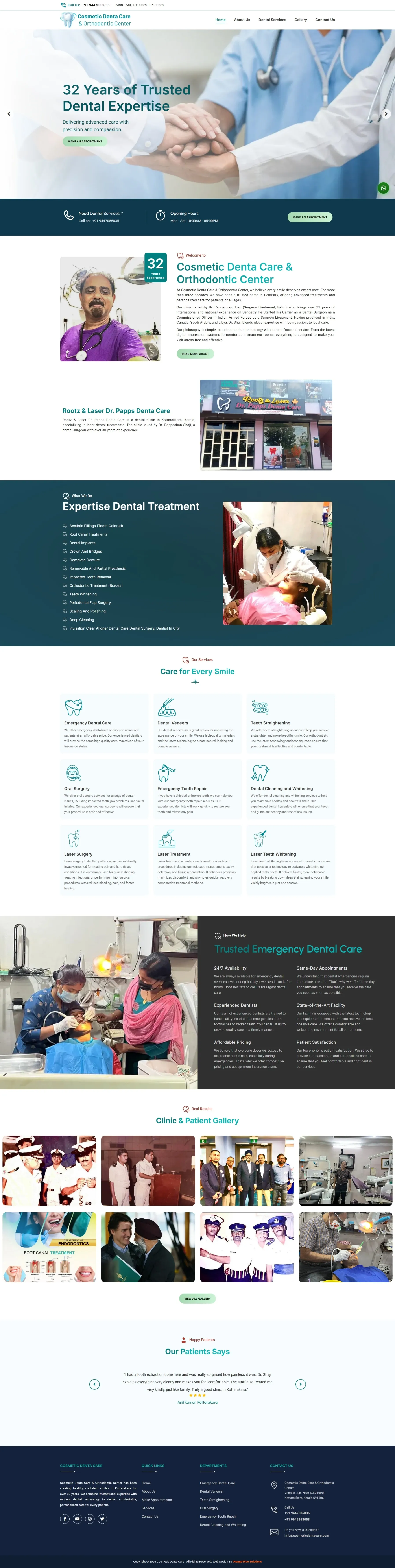 Website developed for Cosmetic Denta Care & Orthodontic Center