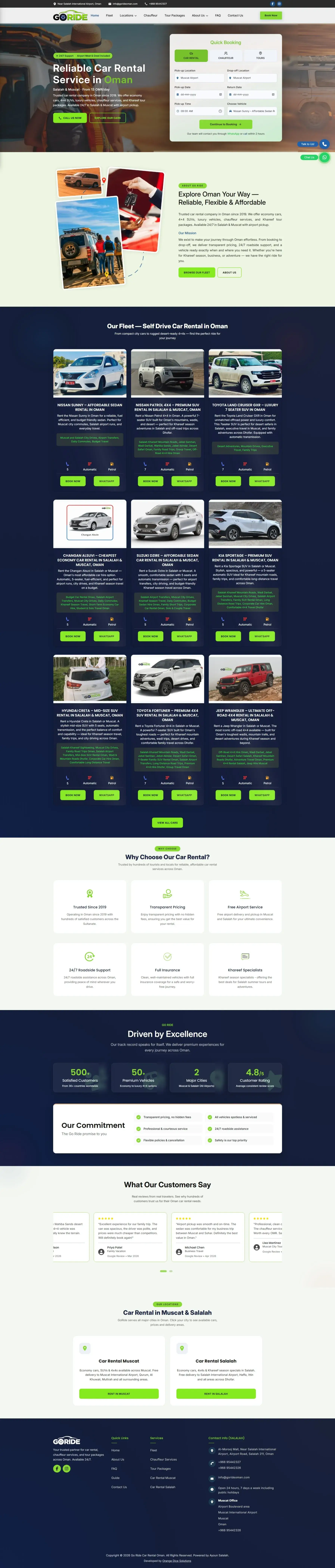 Website developed for Go Ride Car Rental Oman