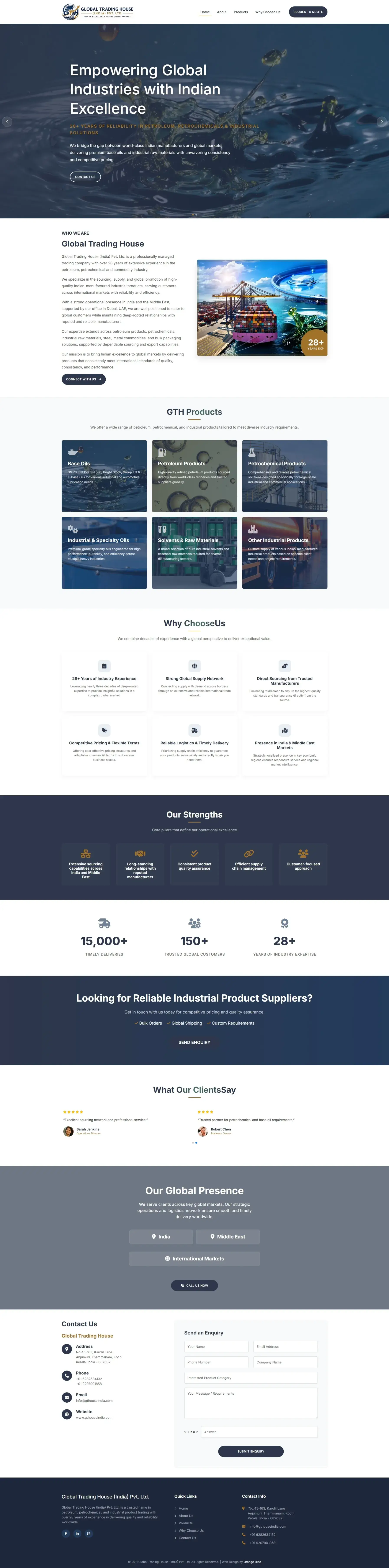 Website developed for Global Trading House (India) Pvt. Ltd.