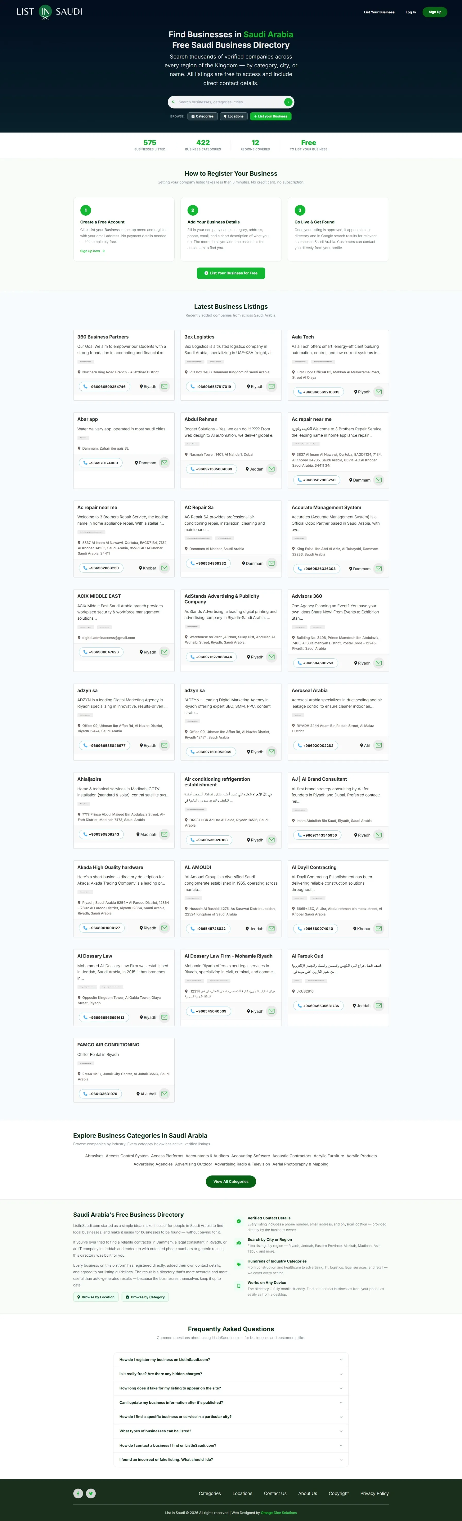 Website developed for ListInSaudi