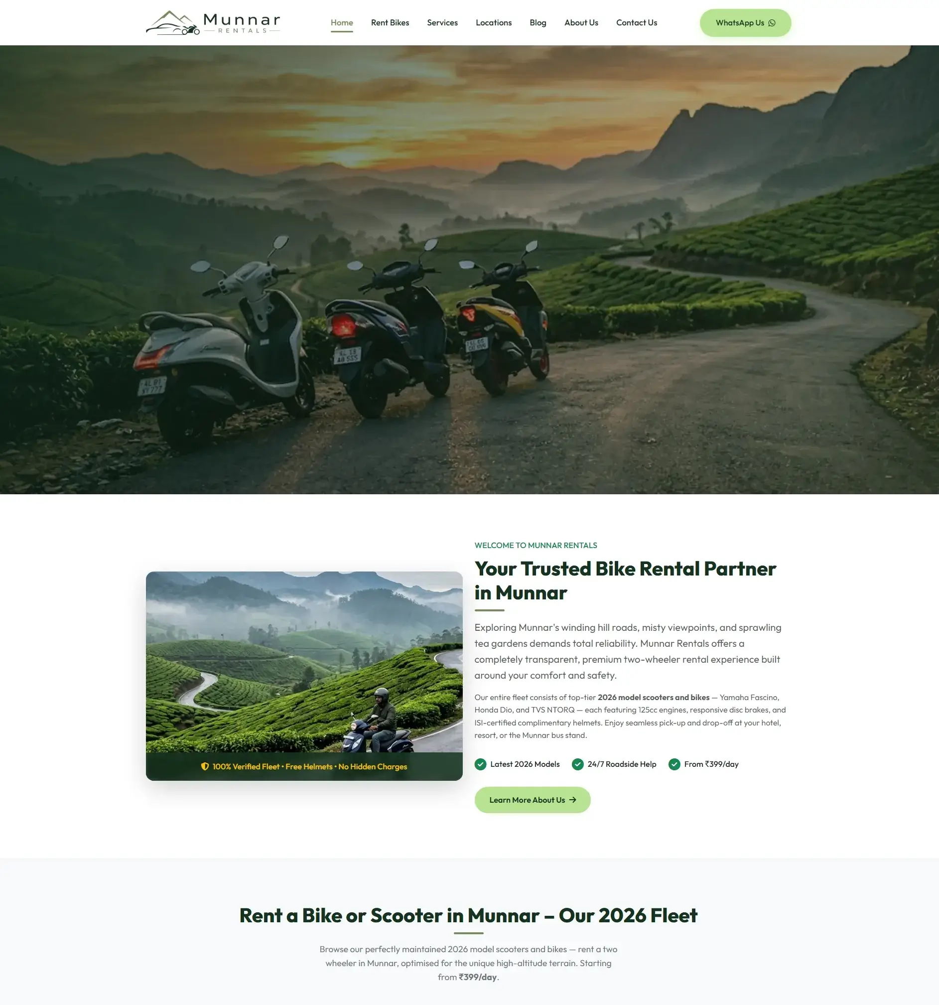 Website developed for Munnar Rentals