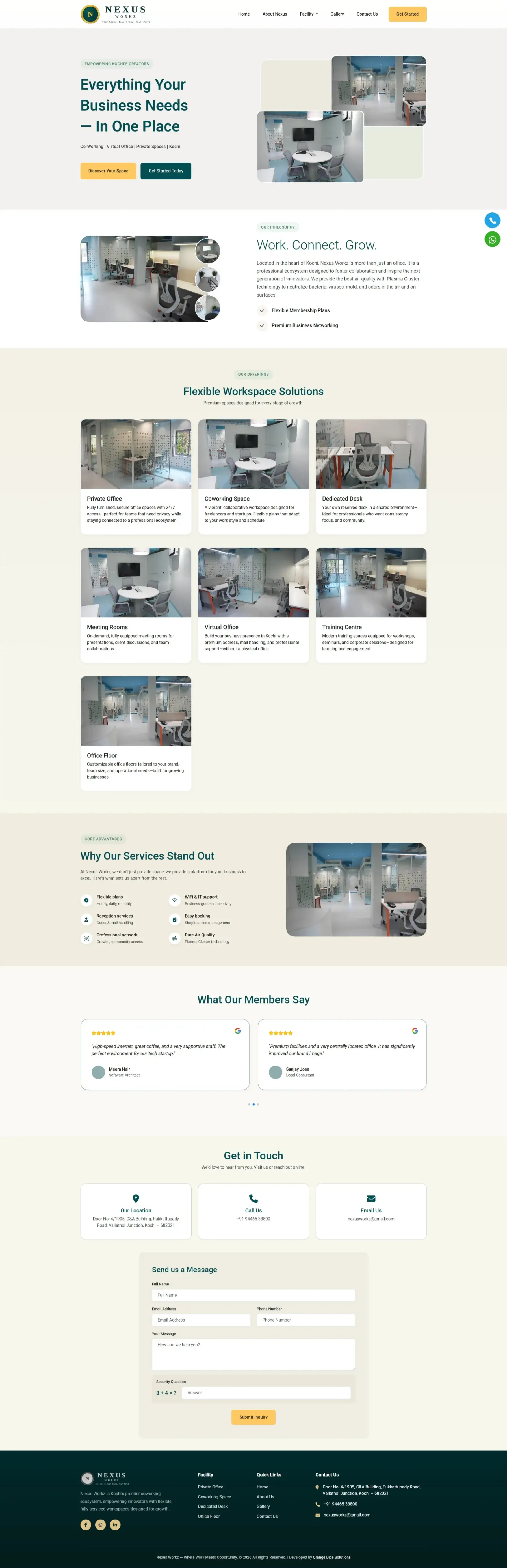Website developed for Nexus Workz