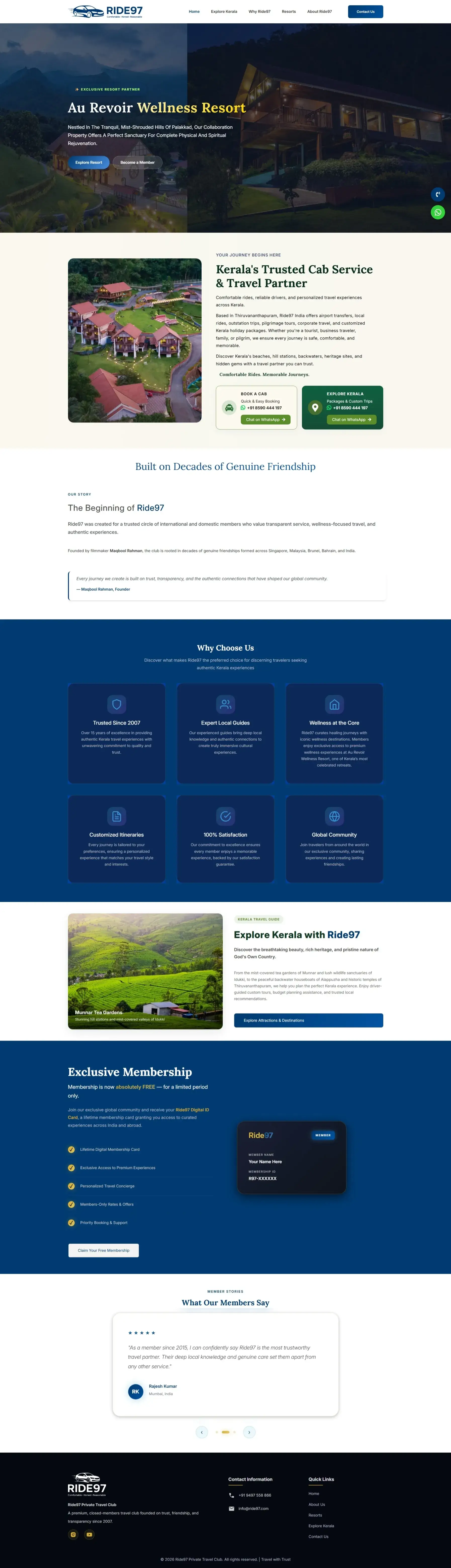 Website developed for Ride97 India