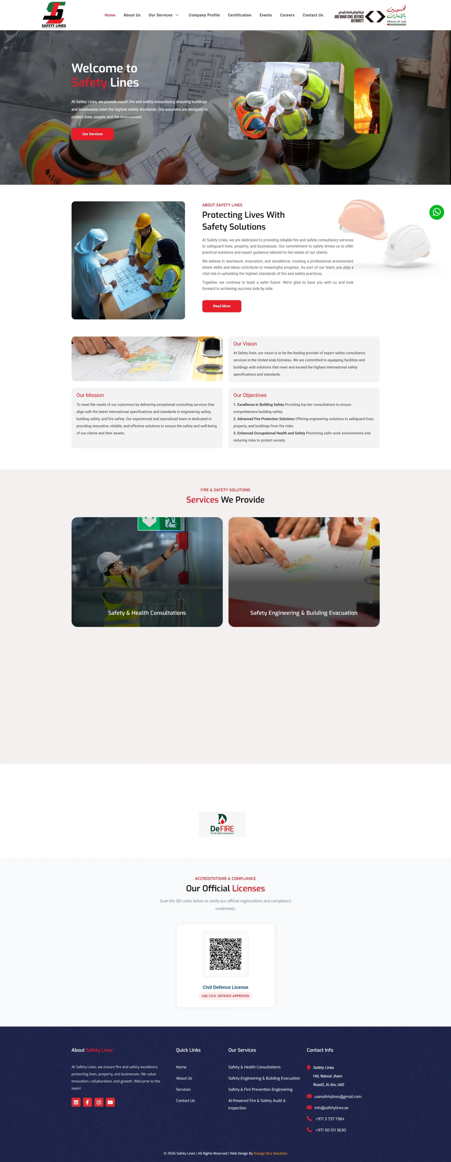 Website developed for Safety Lines
