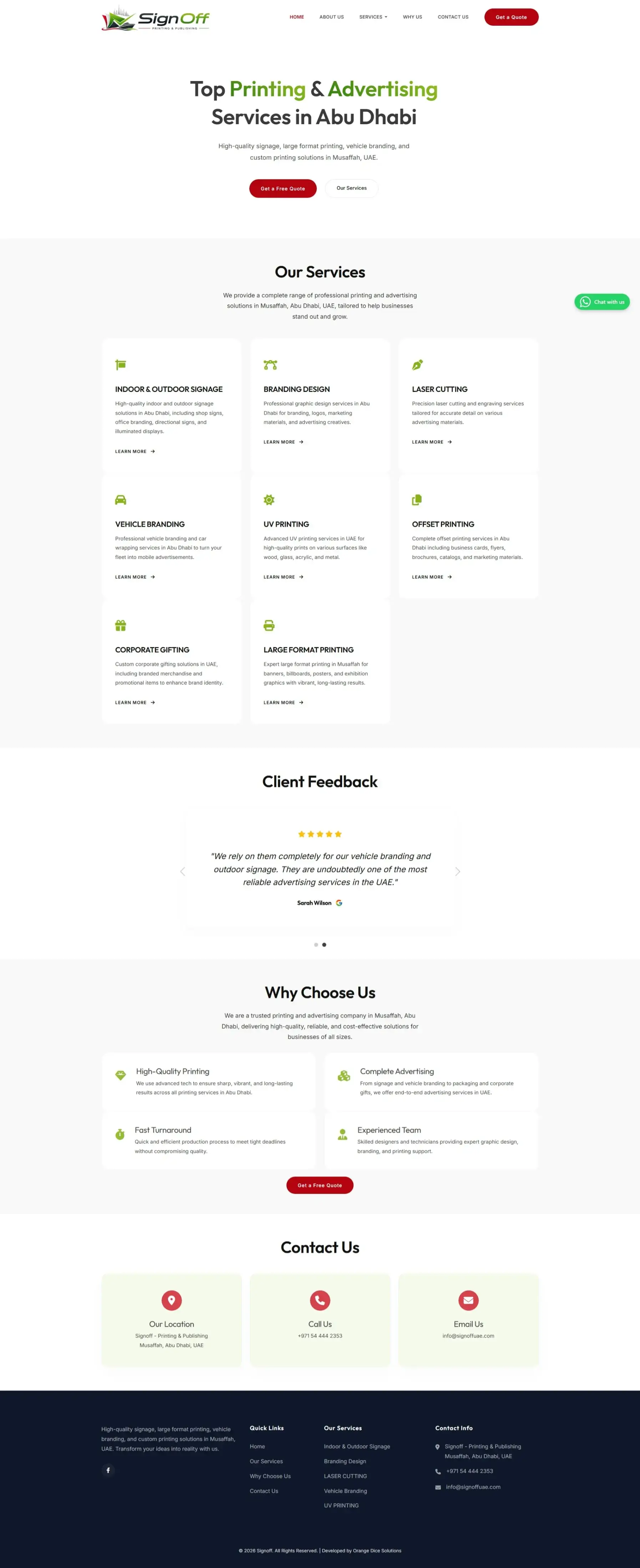 Website developed for Signoff - Printing & Publishing