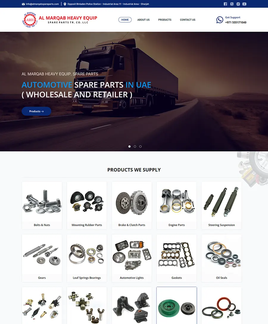 website developed for Spare Parts, Ashok Leyland Parts in UAE