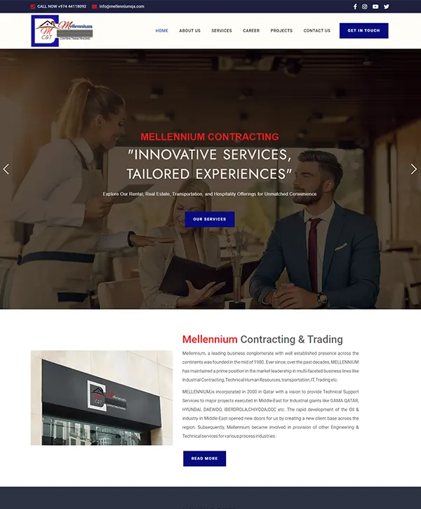 Website developed for Mellennium Contracting & Trading