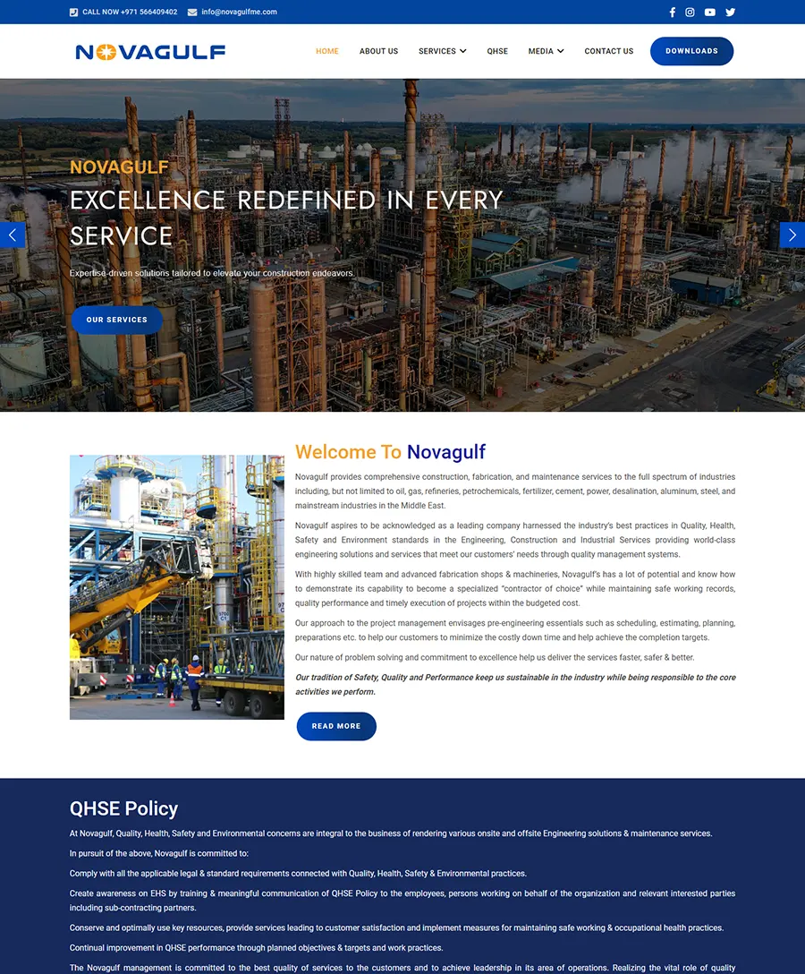 Website developed for Novagulf