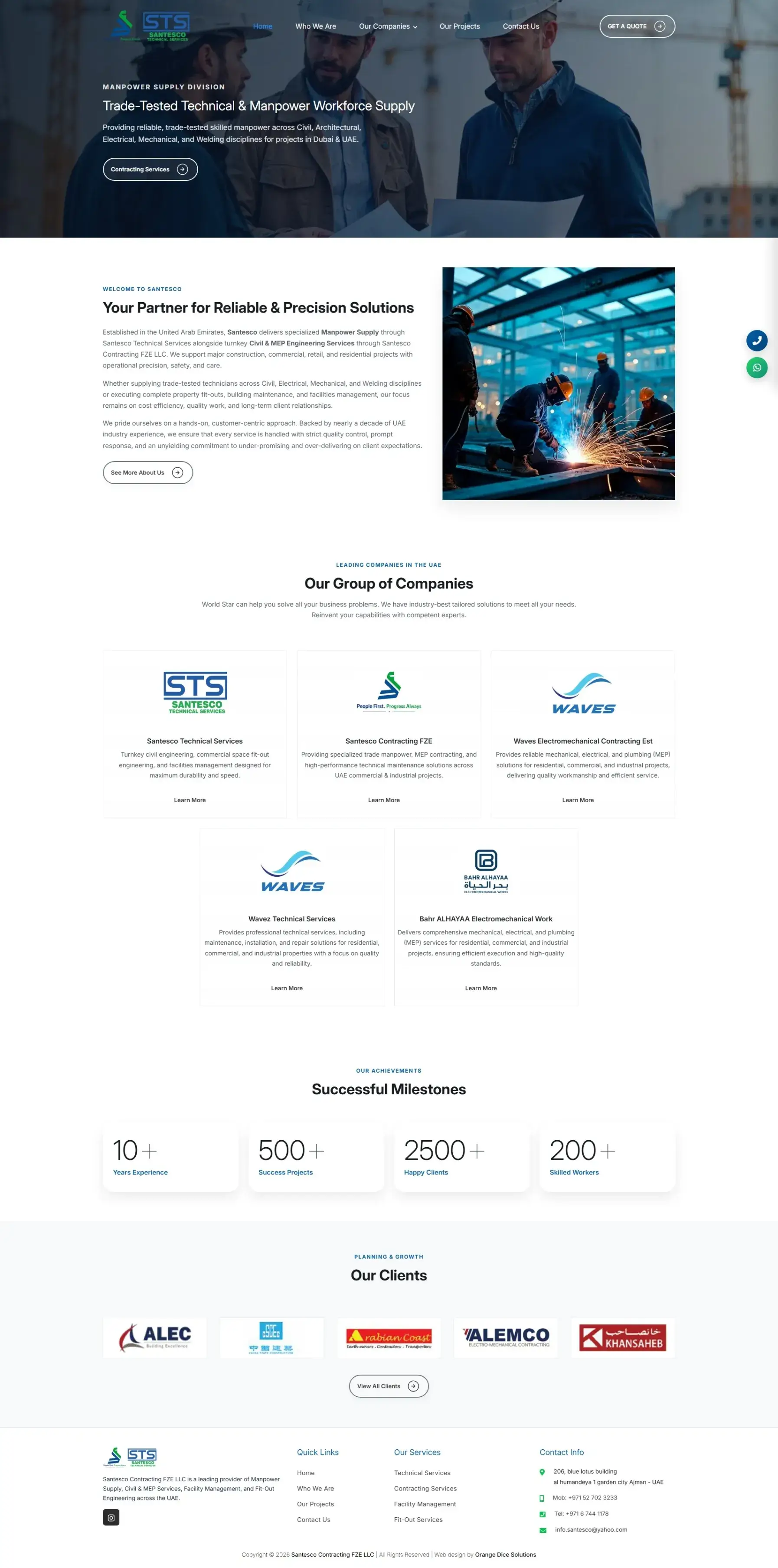 Website developed for Santesco Consultancy
