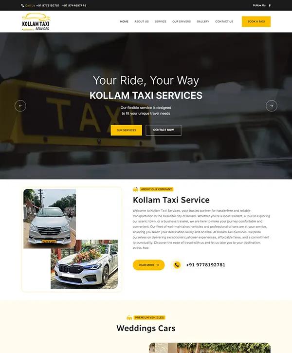 Kollam Taxi Services — website by Orange Dice