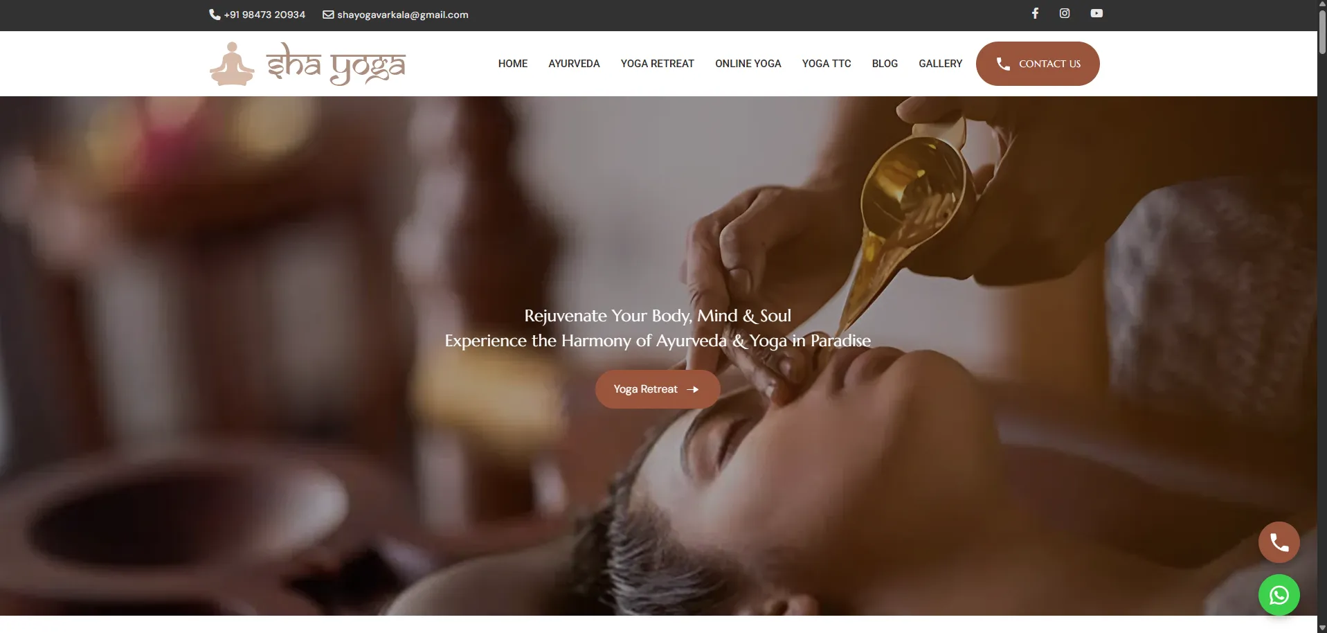 Sha Yoga Varkala — website by Orange Dice