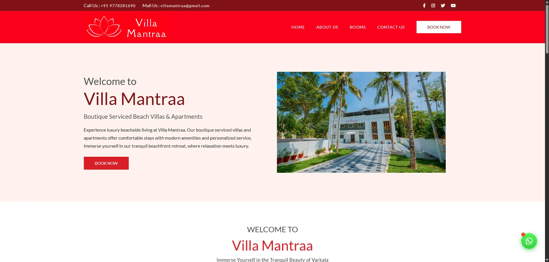 Villa Mantraa — website by Orange Dice