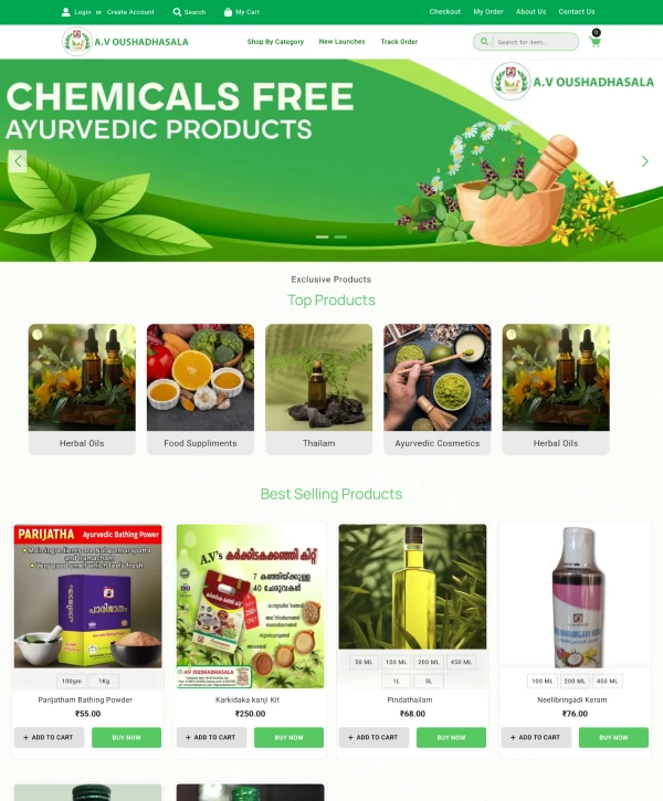 Website developed for Agasthya Vilasam Oushadhasala