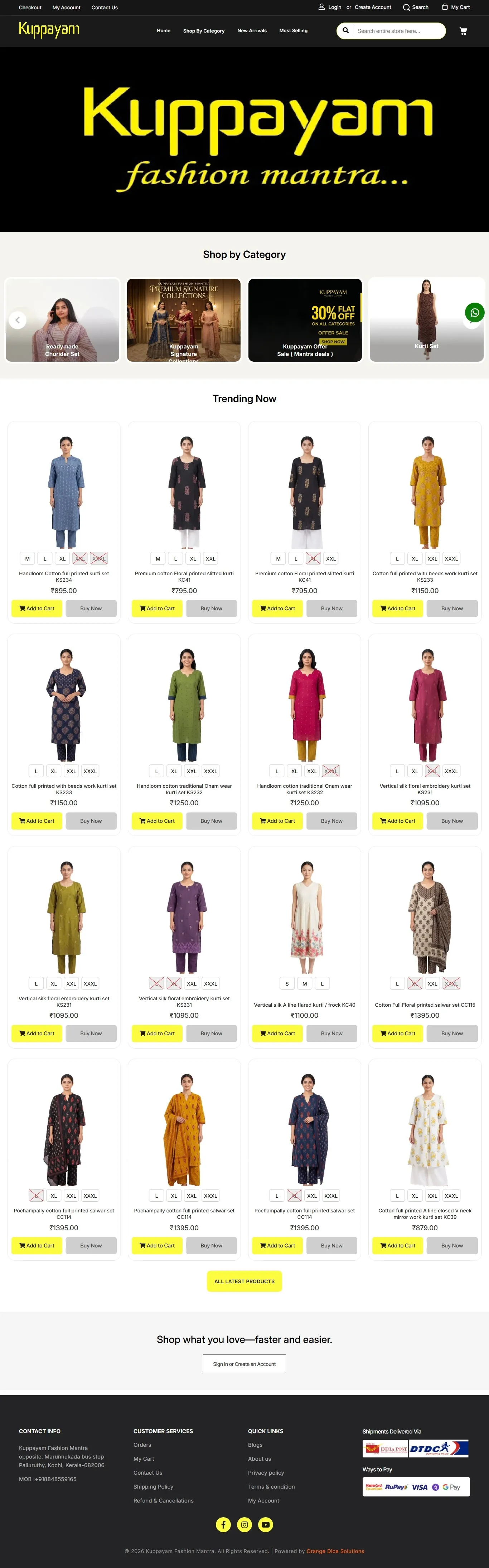 Website developed for Kuppayam Fashion Mantra