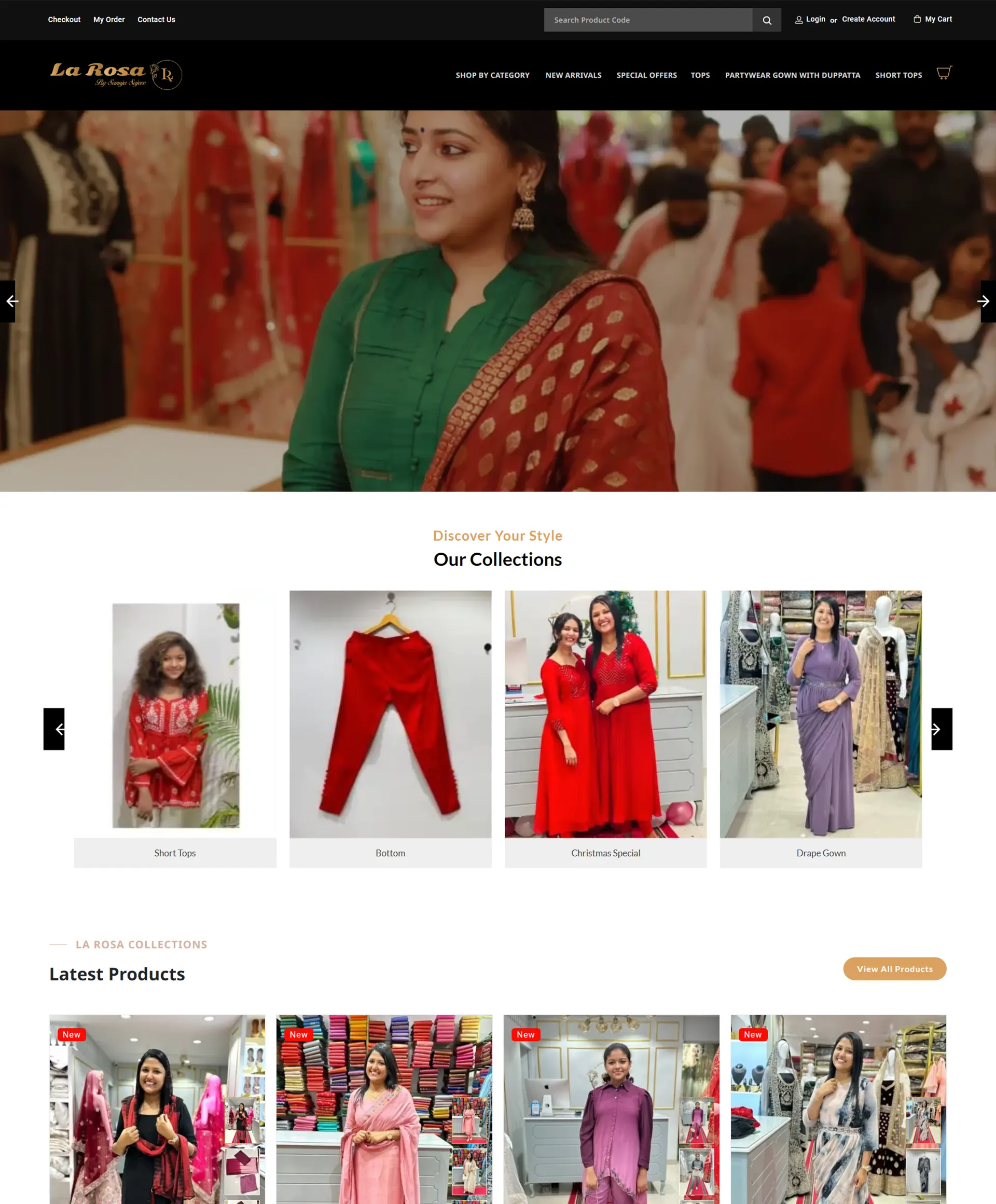 Website developed for La Rosa Bridal Studio for Online sales Alappuzha, Kerala