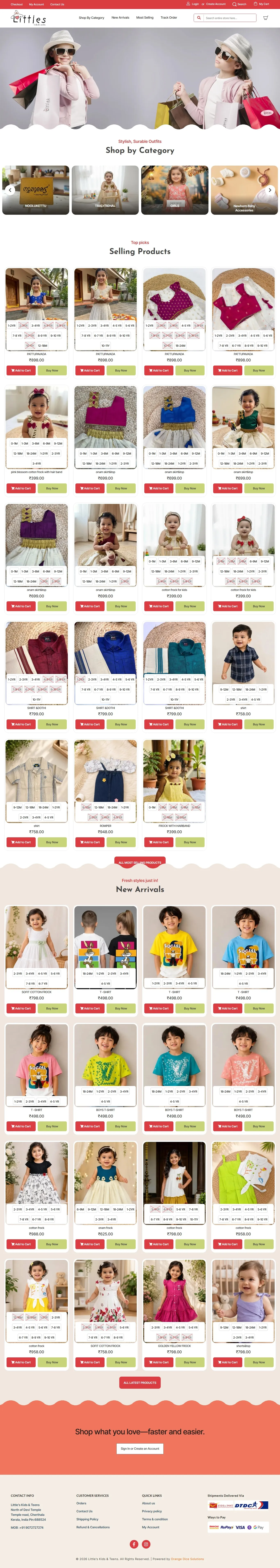 Website developed for Little’s Kids & Teens