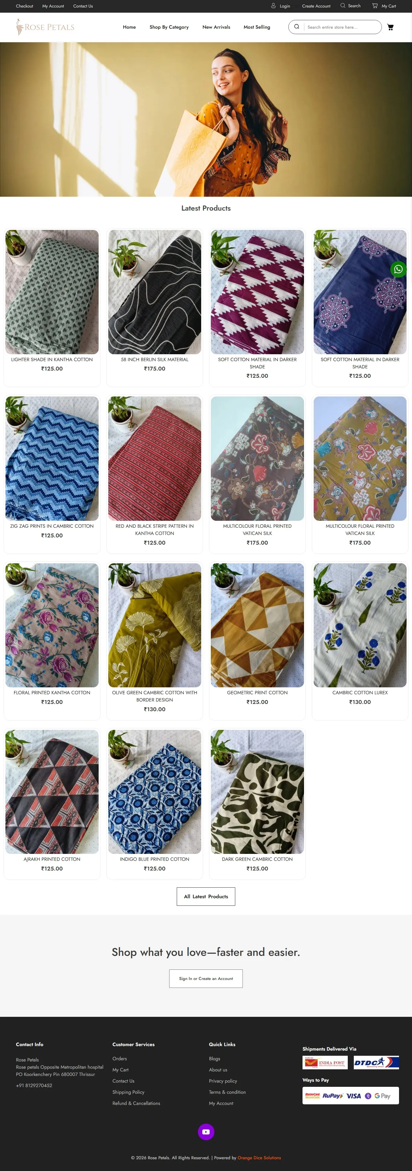 Website developed for Rose Petals
