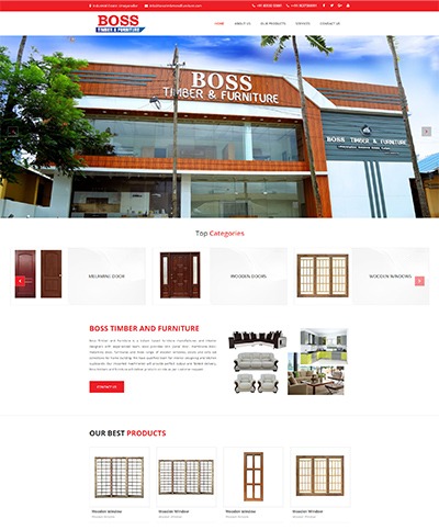 Website developed for Boss timber & furniture, manufactures and interior designers with experienced team in Kollam