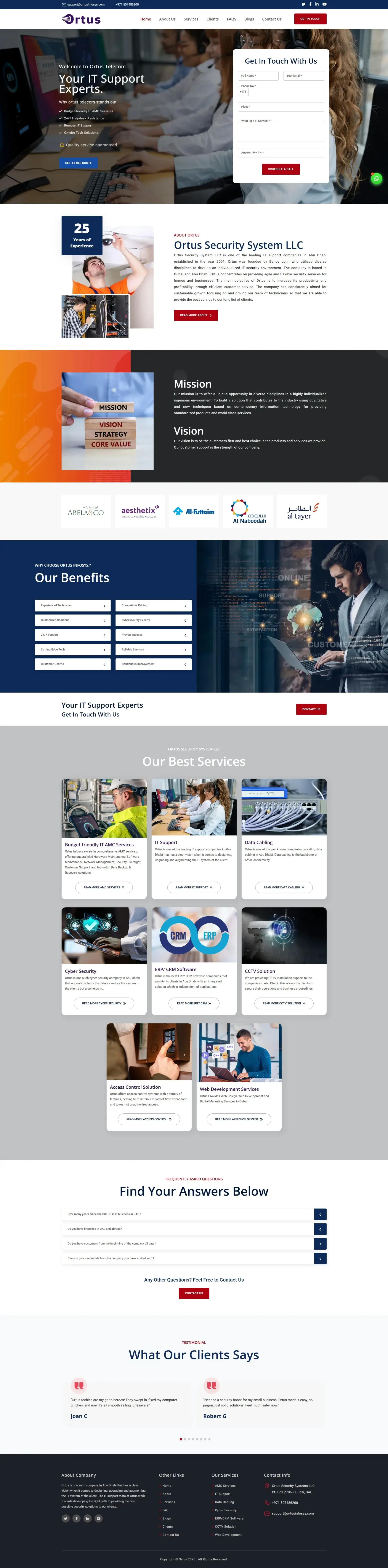 Website developed for Ortus Infosys