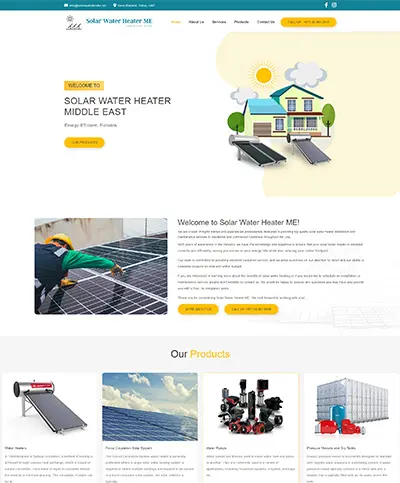 Website developed for Solar Water Heater