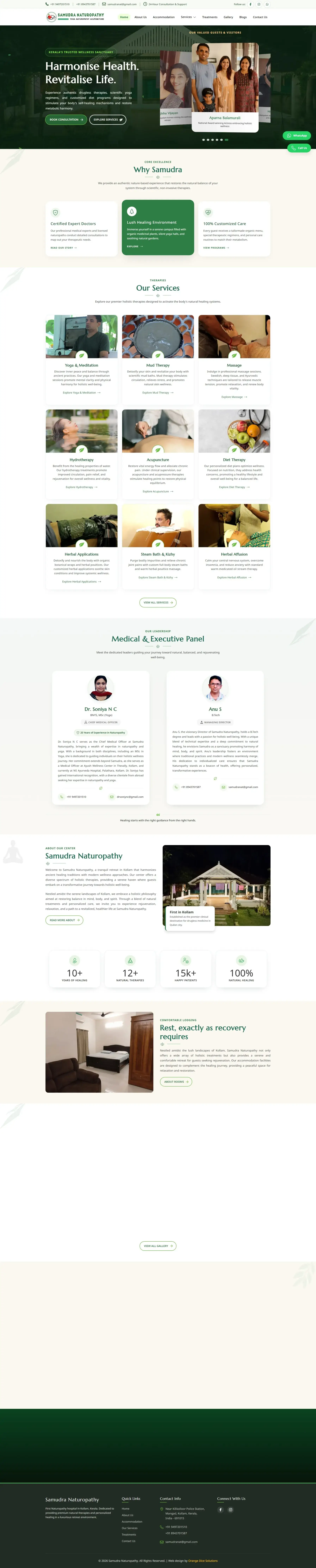 Website developed for Samudra Naturopathy