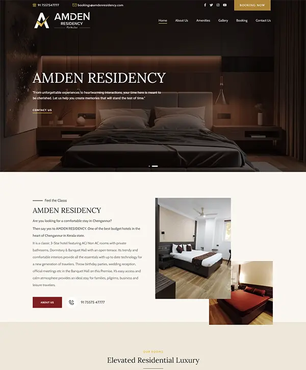Website developed for Amden Residency