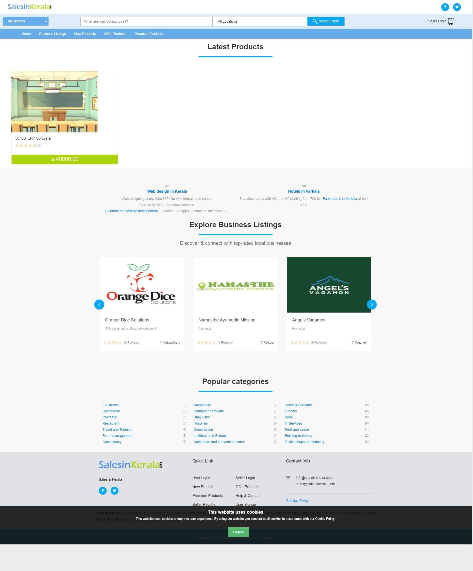 Website developed for Sales in Kerala Kerala Business Directory Kerala Business Listing Yellow Pages