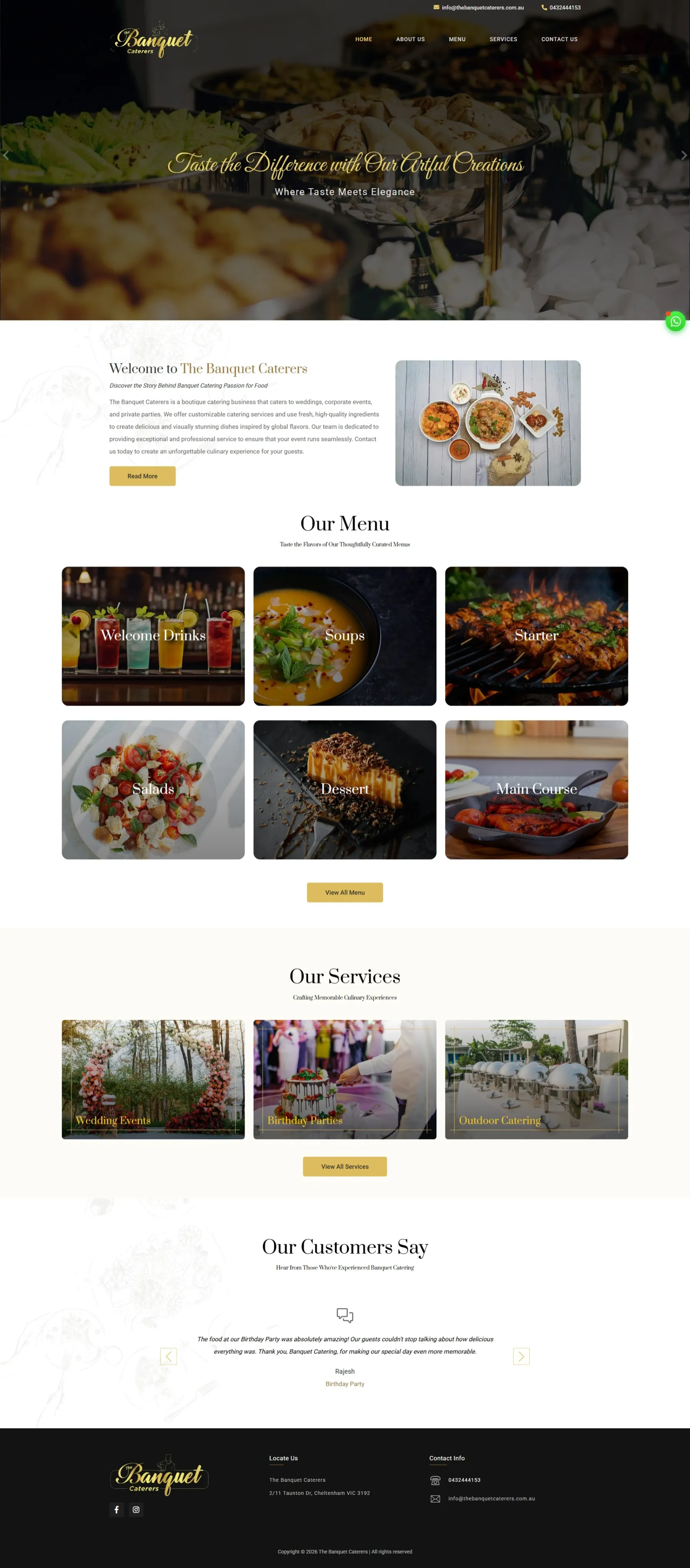 Website developed for The Banquet Caterers