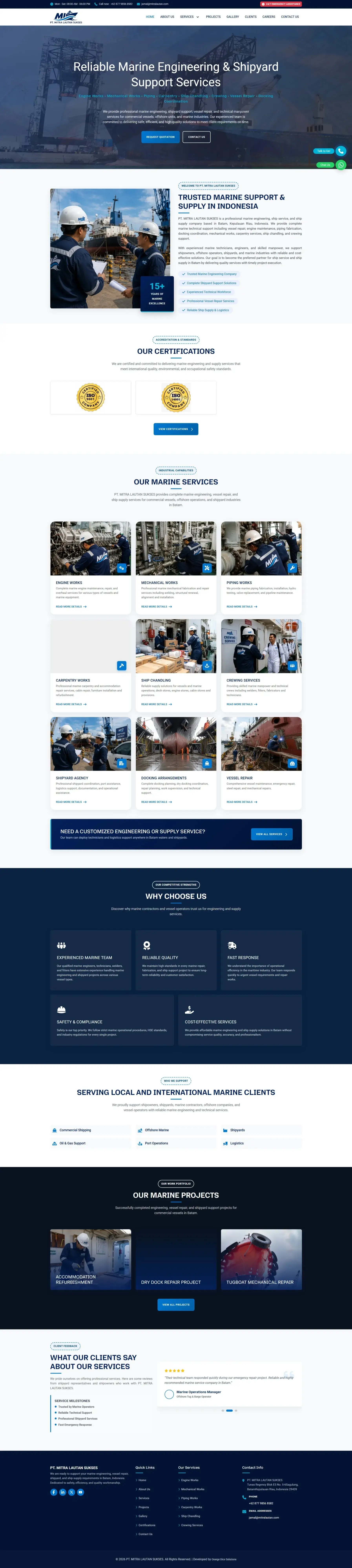Website developed for PT. Mitra Lautan Sukses
